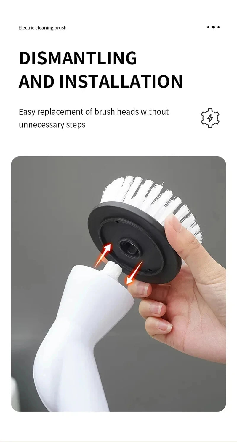 6-in-1 Wireless Electric Rotary Electric Cleaning Brush for kitchen and Bathroom